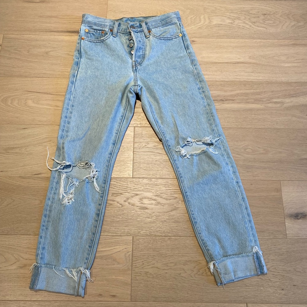 Levi’s ~ Distressed Straight Leg Jean